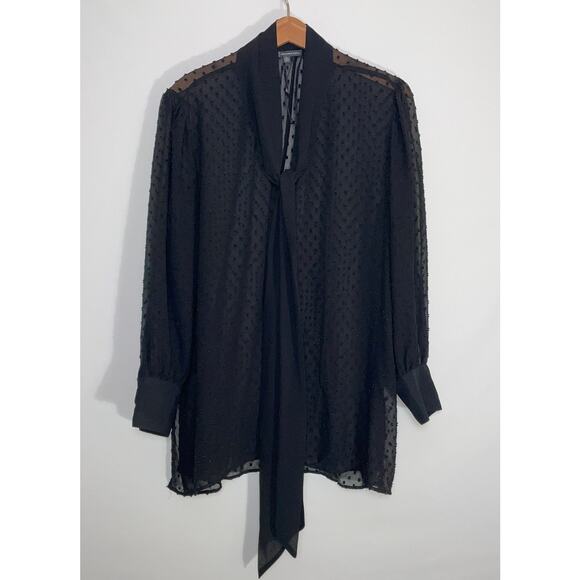 Adrianna Papell Sheer Blouse with Bow - Size XL - NWOT - Beautiful! - Picture 1 of 11